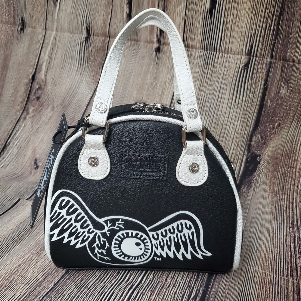 NWT Von Dutch The Classic Black & White Flying Eyeball Satchel Crossbody Bag - Picture 5 of 7